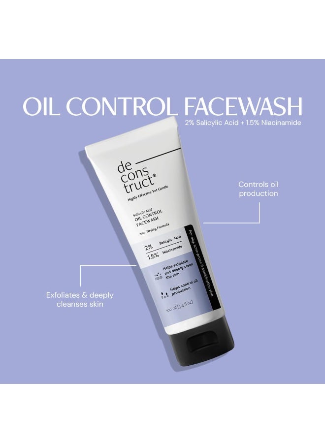 Deconstruct Cleanse & Hydrate Duo – Salicylic Acid Face Wash 100ml + Oil-Free Moisturizer 50g | For Oily, Acne-Prone & Combination Skin | Gentle Cleanse + Non-Oily Hydration | Unisex Skincare - Image 4